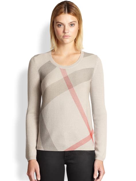 burberry check trim cashmere cotton sweater|burberry merino wool sweaters.